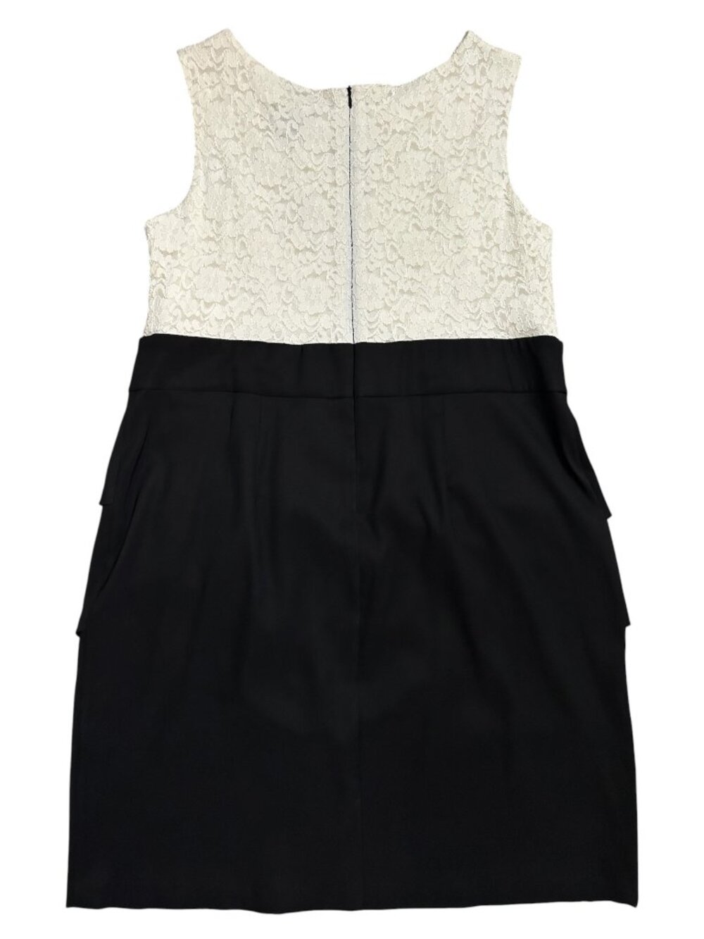 Connected Apparel Dress Women's Size 18W Ivory Black Lace Faux Pearl Accent Neck - Picture 2 of 6